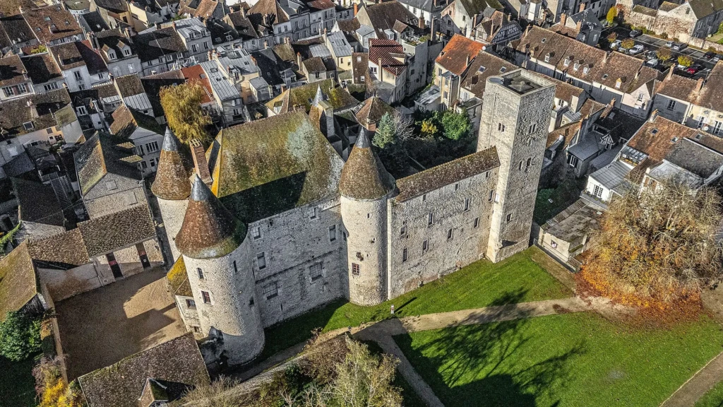 Vue aérienne du château de Nemours